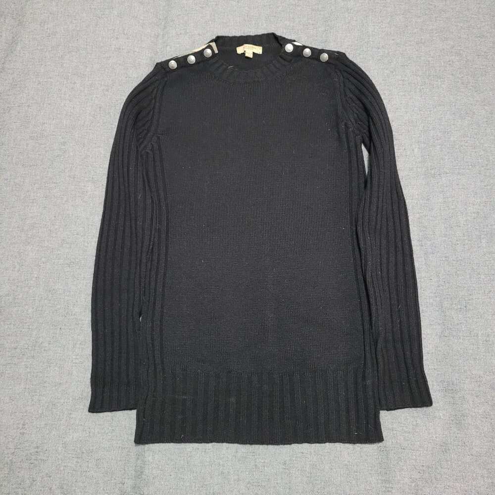 Women's Burberry Button Merino Wool Sweater